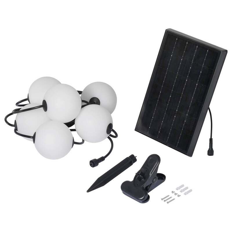 Sygonix Solar-Lichterkette Dekolicht 6-flammig LED Gartenleuchte weiß 550cm - 4064161390727