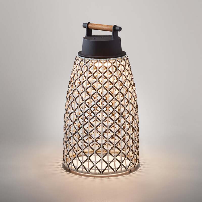 bover Tischleuchte Lampe Akkuleuchte nans braun Edelstahl Teakholz Außen - 8435493707068