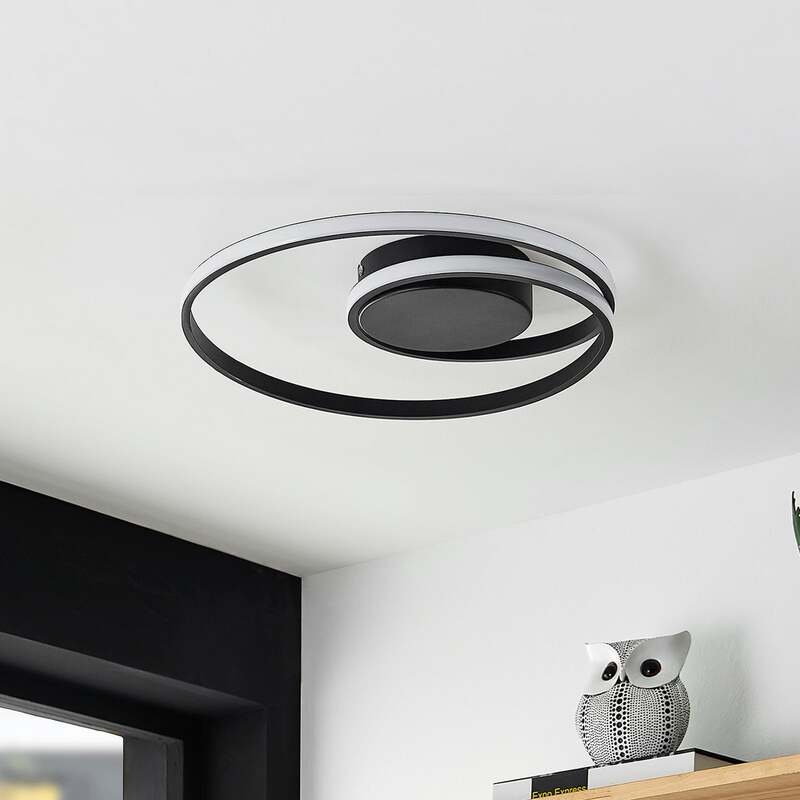 LED Deckenleuchte Lampe Youna schwarz Lindby Alu dimmbar Lichtspender Deckeneuch - 4251096591033