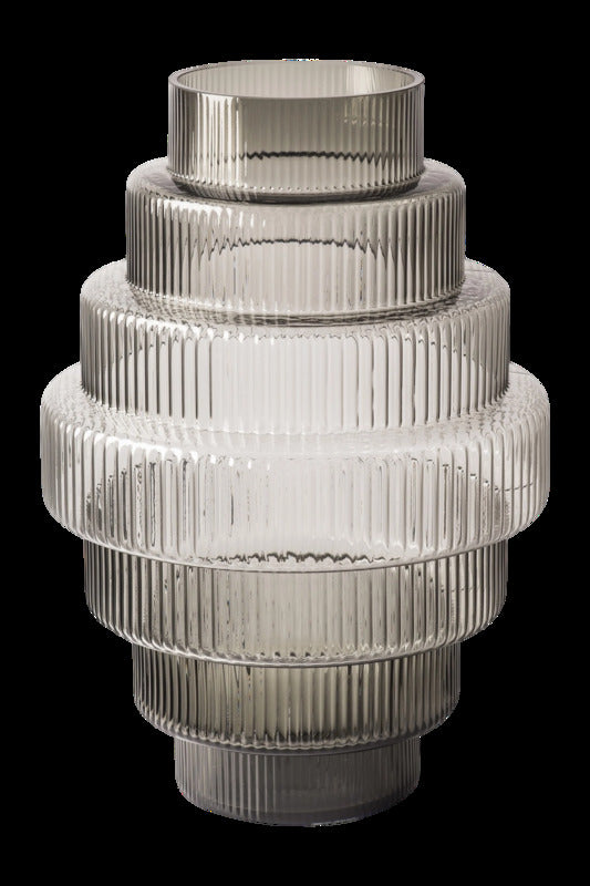 Pols Potten Steps Vase L Gefäß Dekoration Glas Blumenvase Ø35cm H50cm grau - 8718142062498