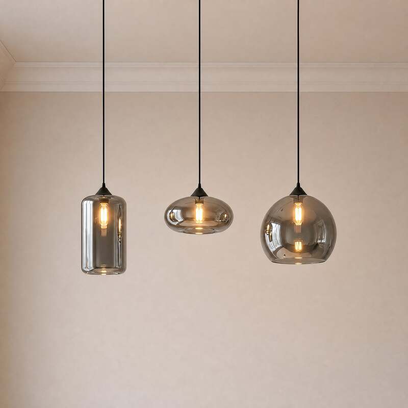 Lindby Pendelleuchte Hängeleuchte Marla LED Lampe 3-flg. dimmbar rauchgrau 102cm - 4251096569766