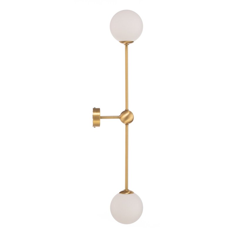 ALDEX Wandleuchte Lampe Alison messing weiß 2-flammig Glas Metall 89cm Leuchte - 5904798655532