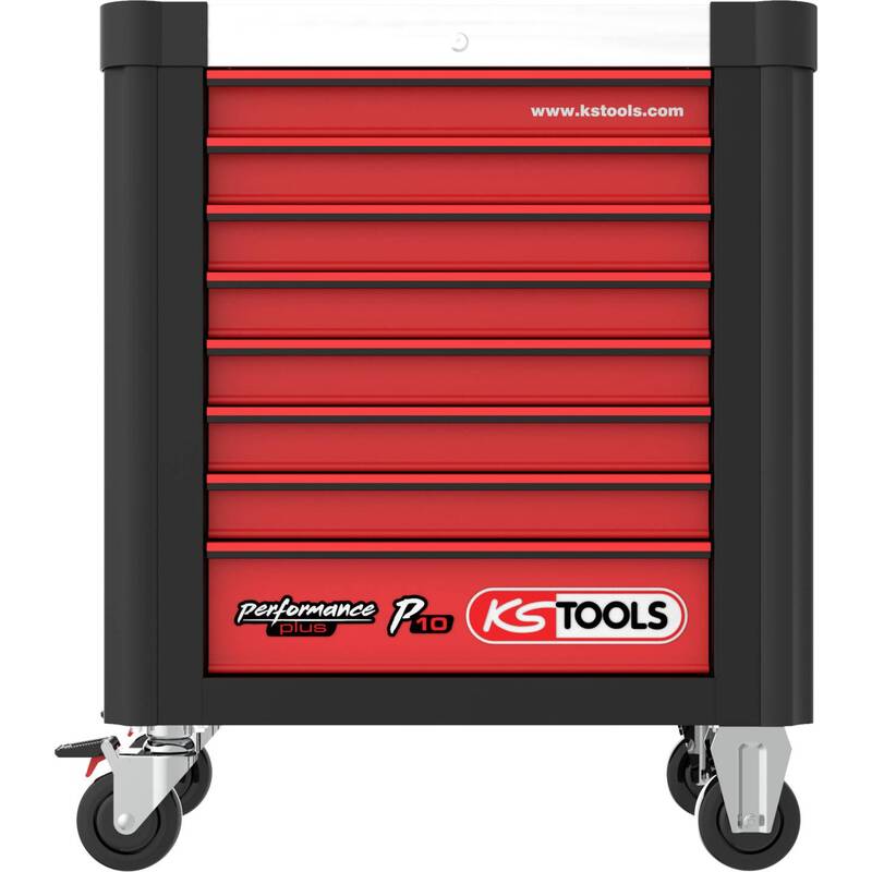 KS Tools Werkstattwagen schwarz-rot 241-teilig Werkzeugwagen mit Schubladen - 4042146859674