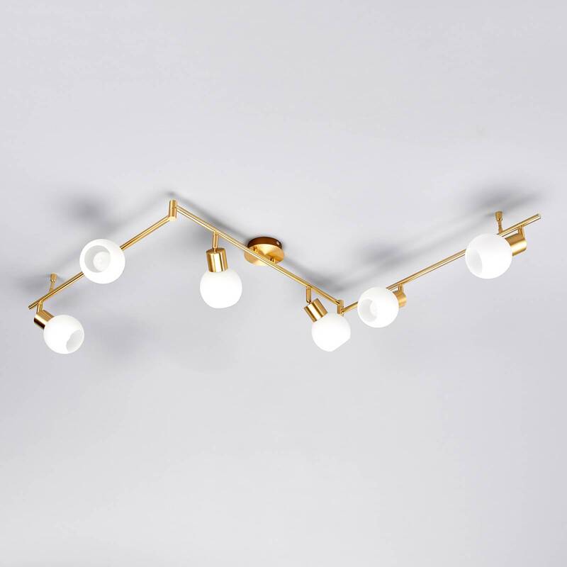 Lindby Deckenleuchte Deckenlampe Elaina messing Glas E14 Opalglas 6 flammig736 - 6291106553338
