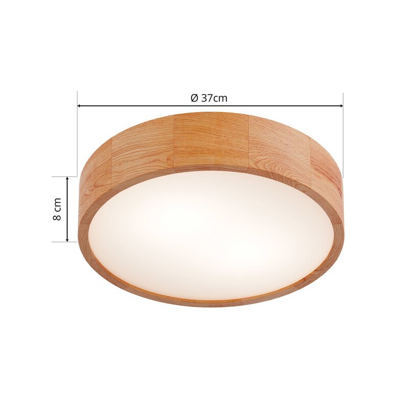 Envostar Kerio Deckenleuchte Ø 37 cm Eichenholz dimmbar IP20 Unikat - 4251911796193