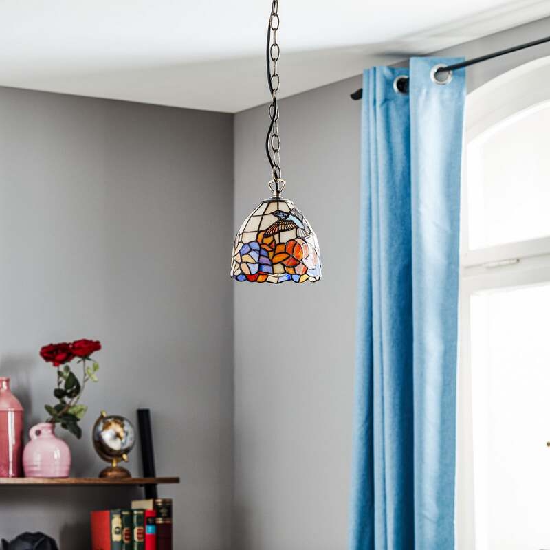 Artistar Hängeleuchte Tiffany Stil COLIBRI dimmbar Lampe bunt braun 15x13cm - 0243158701599