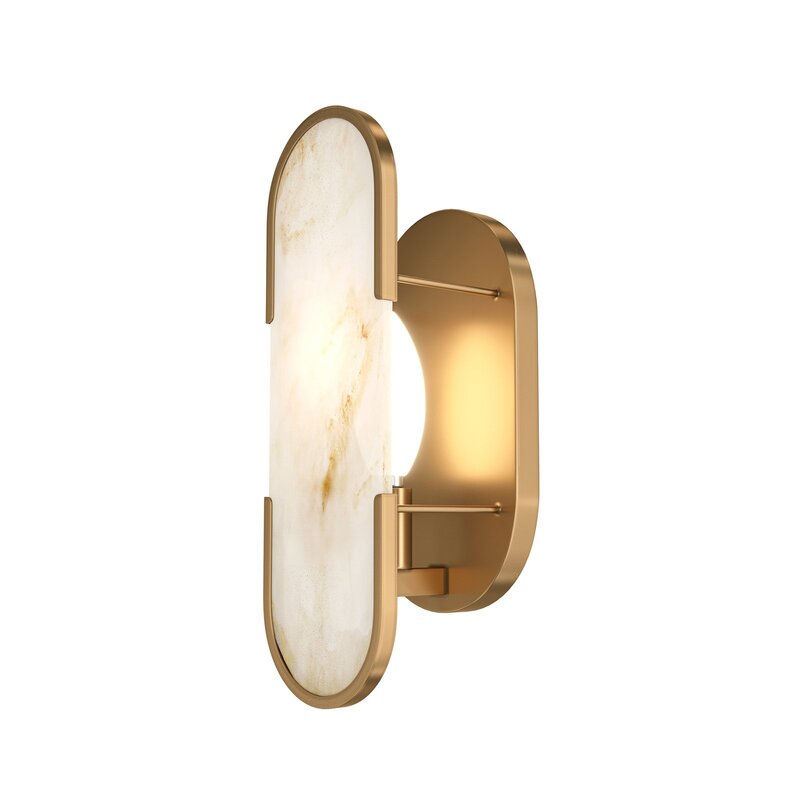 Maytoni Wandleuchte Wandlampe Marmo gold Metall Stein Höhe 30,5 cm - 4099776021162