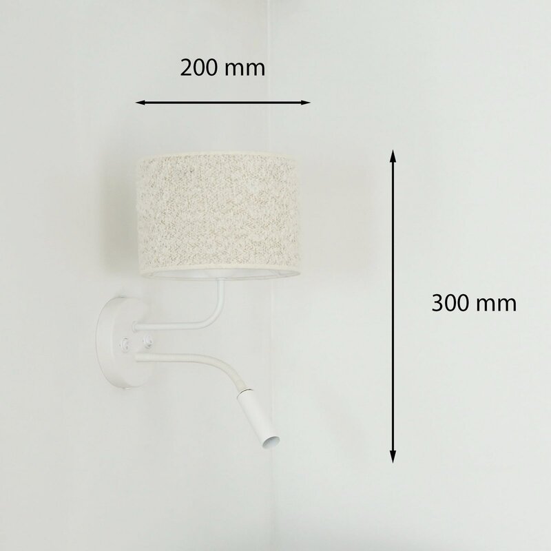 Duolla Wandleuchte Wandlampe Roller Bouclé Leselicht Textil Metall weiß creme - 5905317606646