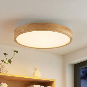 B-Ware Lindby Deckenleuchte Deckenlampe LED Holz Remote CCT dimmbar Lanira weiß rund