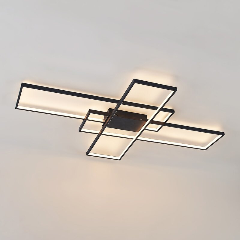 Lindby Deckenleuchte Zimmerlampe LED Tetson dimmbar Schwarz Metall Beleuchtung - 4251096587784