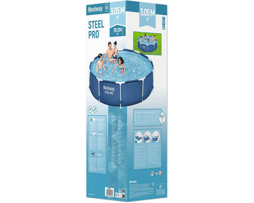 Bestway Aufstellpool Frame-Pool Steel Pro Family rund blau Ø305x76cm Gartenpool - 4306516558001