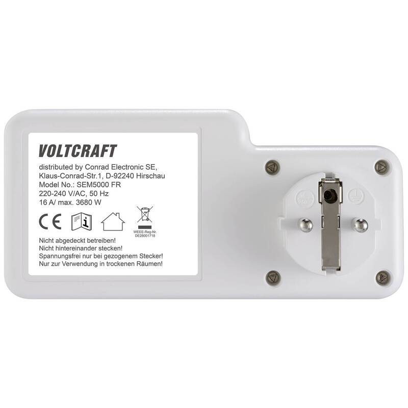 VOLTCRAFT SEM5000 FR Energiekosten-Messgerät Kostenprognose Alarmfunktion 3680 W - 4064161218854