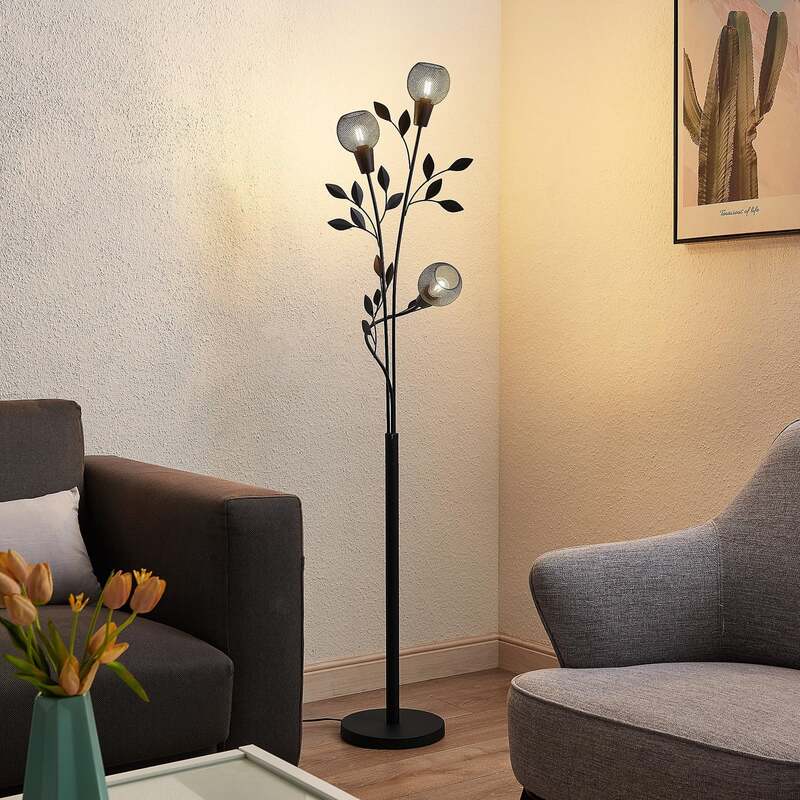 Lindby Stehlampe Florentiner Leuchte Kanye LED 3-flammig schwarz 160cm hoch - 4251911712919