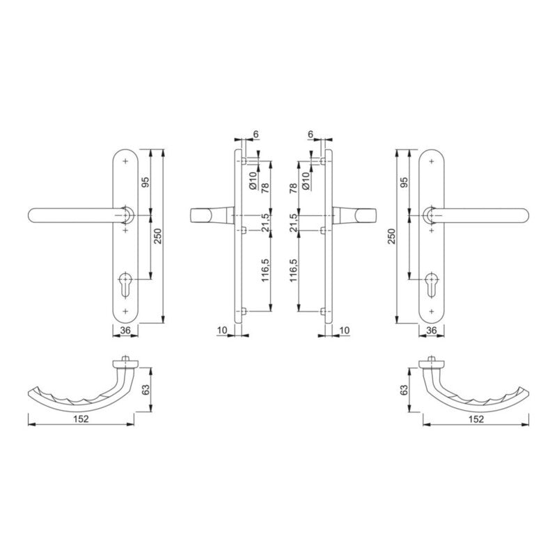 Hoppe Profiltür-Drückergarnitur Luxembourg PZ 1500/3357N Aluminium F9016 TS 6272 - 4012789547283