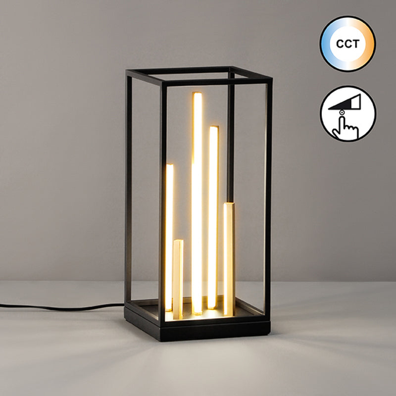 FISCHER HONSEL Tischleuchte Lampe LED Grid schwarz gold Metall dimmbar Schalter - 4003694507547