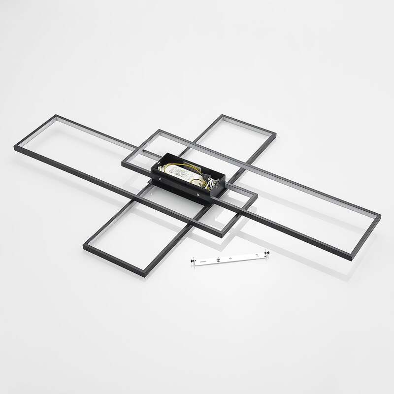 Lindby Deckenleuchte Tetson LED Lampe dimmbar schwarz 3200 Lumen 99x68cm Licht - 4251096587784