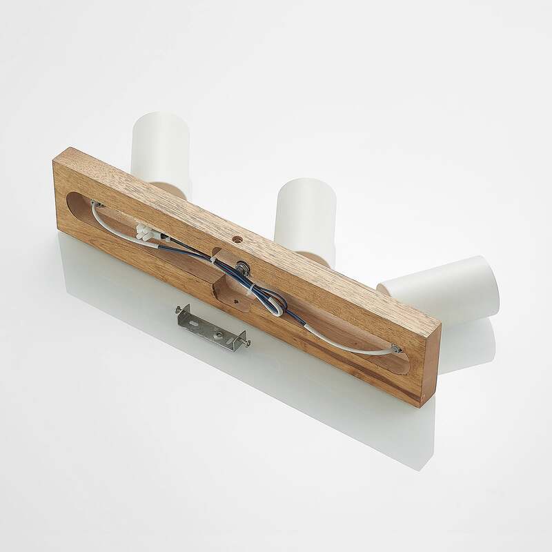 Lindby Deckenstrahler Maniva LED Strahler 3-flammig dimmbar weiß 44cm Eisen Holz - 4251911711684