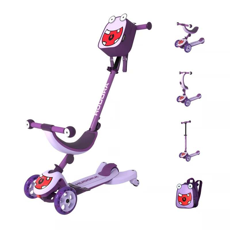 HUDORA Monopattino 4-in-1 Kinderfahrzeug Trike Scooter mit LED-Rädern lavendel - 4005998110546