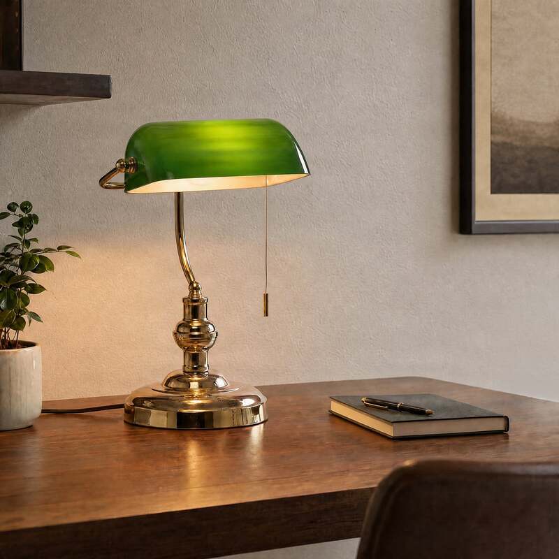 Lindby Tischleuchte Milenka LED Lampe Tischlampe Leuchte messing grün 39cm - 4251096523881