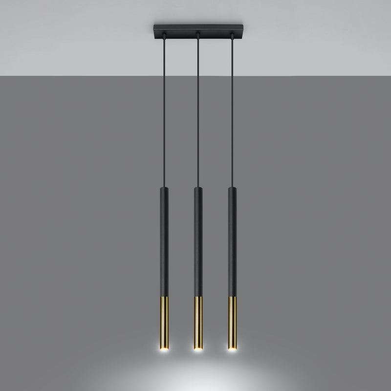Euluna Pendelleuchte Hängeleuchte Thalassa 3-flammig LED dimmbar schwarz/gold - 4251911781601