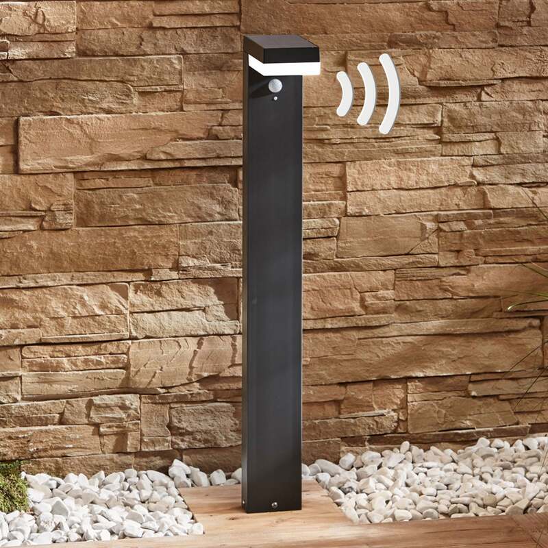 Lindby Pollerleuchte Gartenleuchte Chioma LED Wegeleuchte mit Sensor anthrazit - 4251096556476