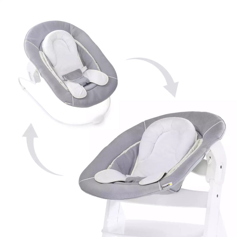 Hauck Bouncer 2 in 1 Babywippe ergonomisch Plüsch grau für Hochstuhl Alpha Beta - 4007923661970