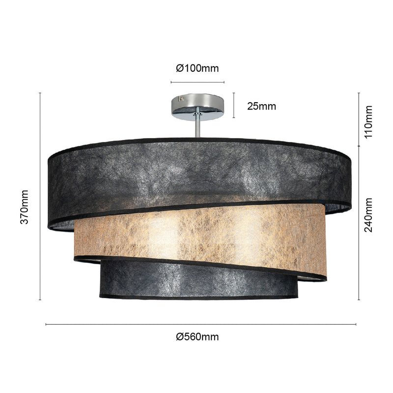 Lindby Deckenlampe Ayvira LED Leuchte Lampe schwarz-gold 56cm E27 dimmbar - 4251911751185