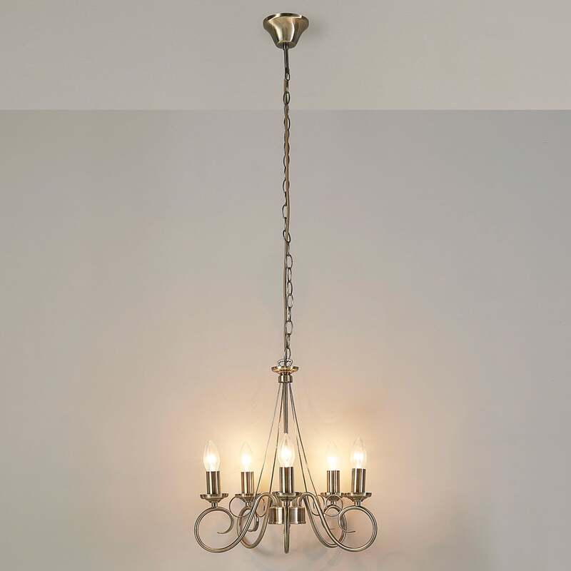 Lindby Kronleuchter Hängeleuchte Marnia LED 5-flammig dimmbar altmessing Ø40cm - 4251096524130
