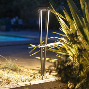 B-Ware Les Jardins LED-Solarfackel Tinka Gartenlampe grau dimmbar 90cm Erdspieß 300lm
