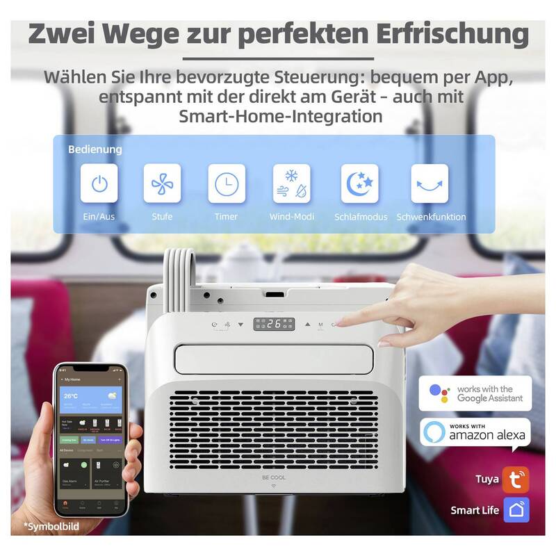 Be Cool Split-Klimagerät Klimaanlage 5000 BTU 1465W Wifi 12m² Weiß kompakt - 9005151009422