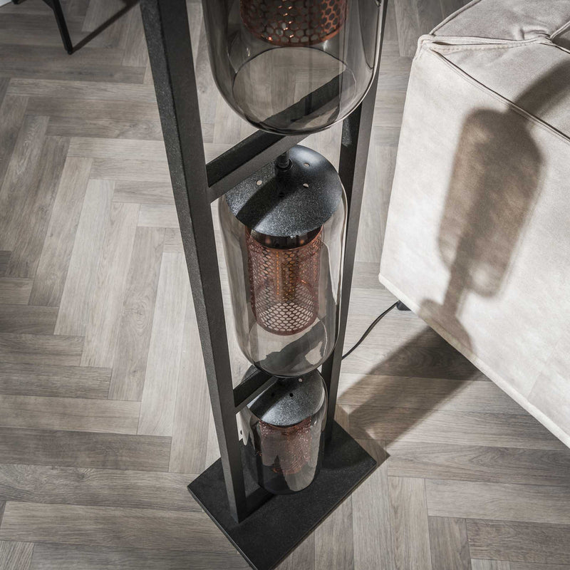 Kamilian Stehleuchte Stehlampe 3fl rauchgrau schwarz Glas E27 SIEHE TEXT/FOTO - 8713244078378