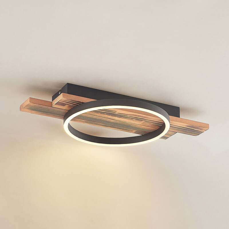Lindby Deckenleuchte Deckenlampe LED Sentoa Holz hell dimmbar warmweiß Wohnzi639 - 4251911728071