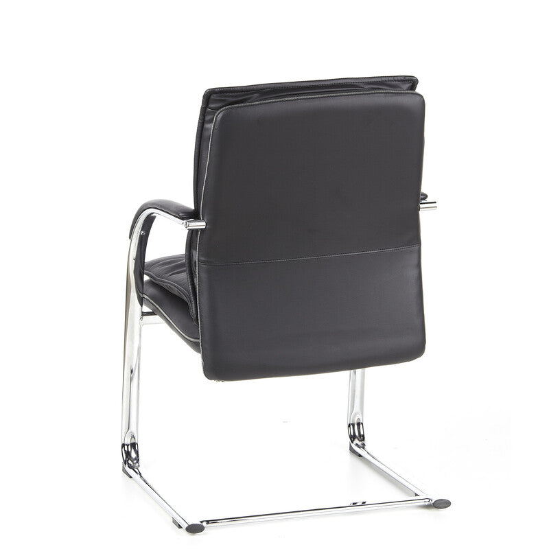 hjh OFFICE VILLA V Konferenzstuhl Freischwinger Stuhl Sitz Nappaleder schwarz891 - 4260284080341