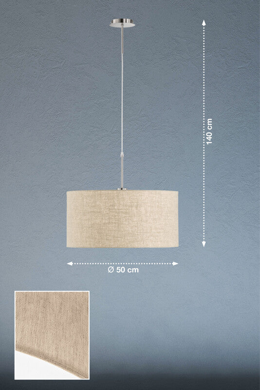 Fischer & Honsel Hängeleuchte Hängeleuchte Decke Marie Textilschirm, sand, Ø 50 - 4003694600125