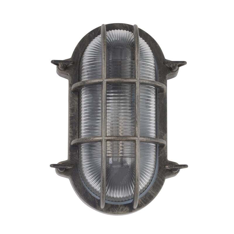 Schiffarmatur Porto oval schwarz-silber E27 dimmbar IP44 60W Searchlight - 5053423228853