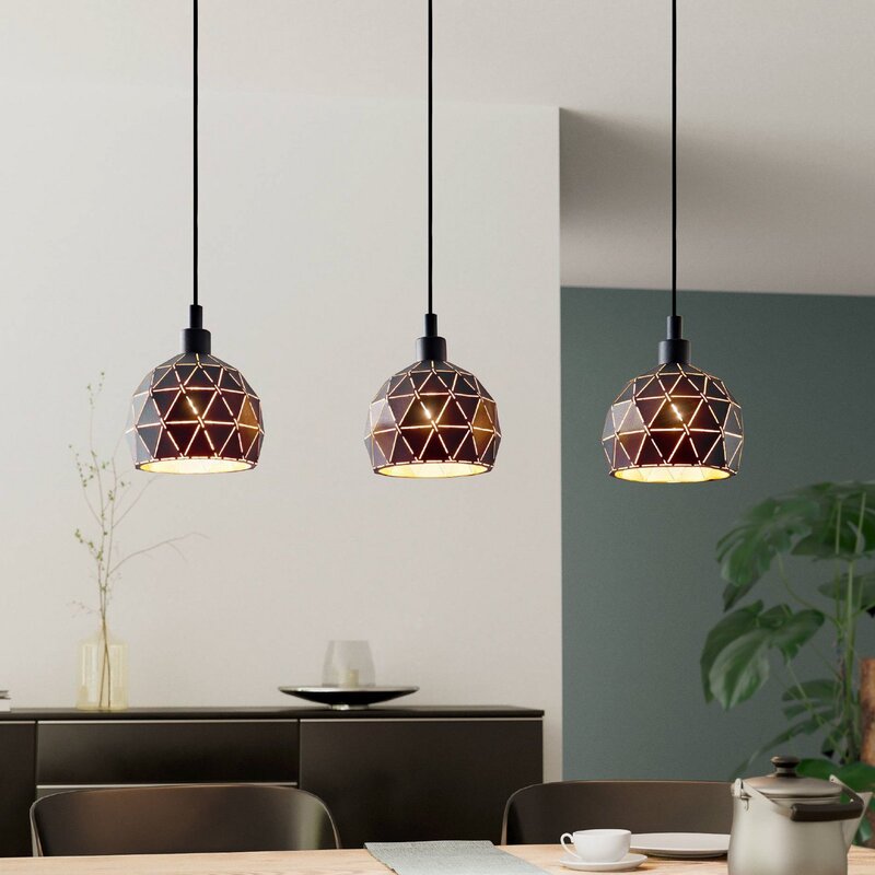 Roccaforte Hängelampe Pendelleuchte schwarz gold Metall 75 cm E14 - 9002759978464