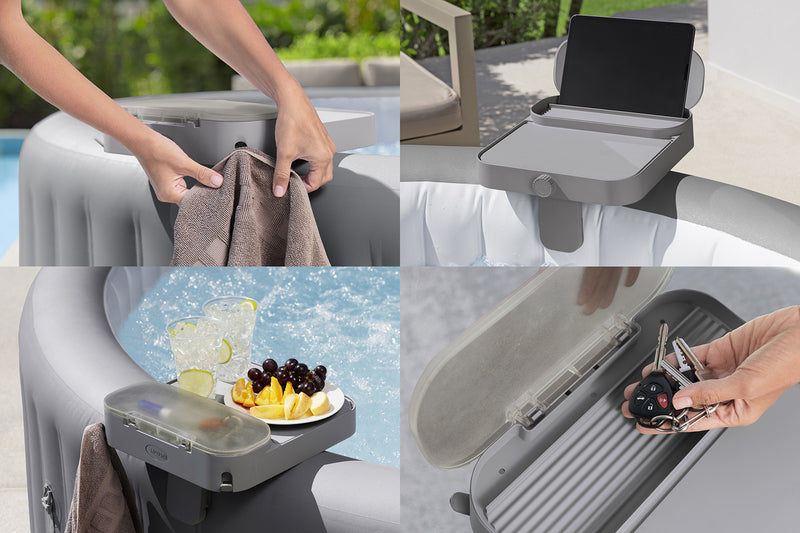 LAY-Z-SPA Ablagetablett 4-in-1 Zubehör spritzwassergeschützt für Whirlpool grau - 6941607368282