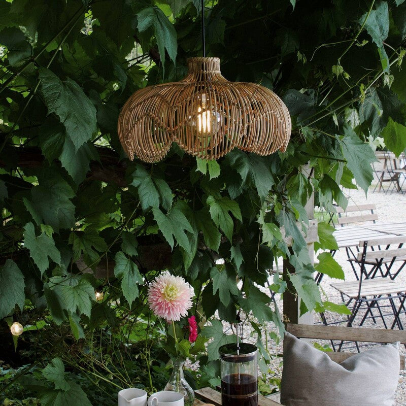 PR Home Lampada a Sospensione Da Esterno Belle, Rattan Naturale, Ø 43 Cm, Spina IP44 - 7330976147571