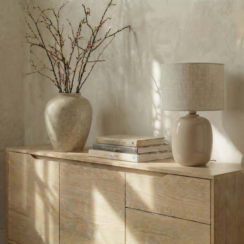 TK-Lighting Tischleuchte Melody LED Lampe Leuchte sand 48cm Höhe E27 30cm - 5906135161829