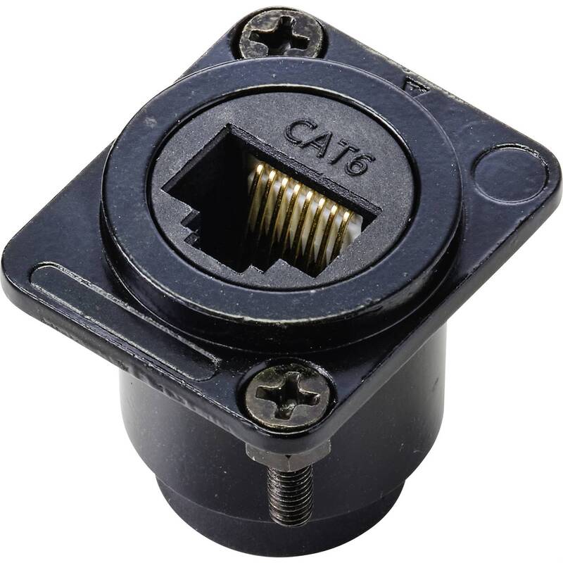 TRU COMPONENTS Einbaubuchse Buchse RJ45 CAT 6 Sensoren 8P8C Schwarz 1 St - 4064161187556