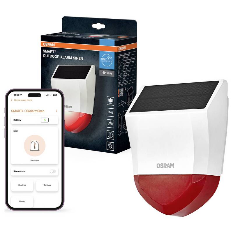 OSRAM Alarmsirene 95dB IP65 Außenbereich Sicherheits-Sirene 5V mit App Steuerung - 4058075856950