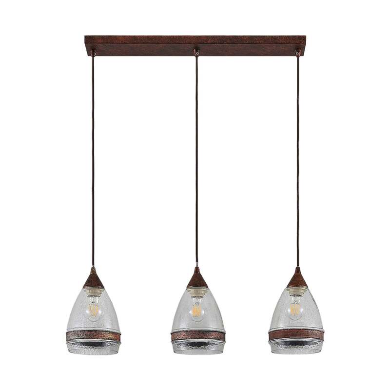 Lindby Pendelleuchte Hängeleuchte Millina LED Lampe dimmbar rostbraun 70cm 3-flg - 4251096551570
