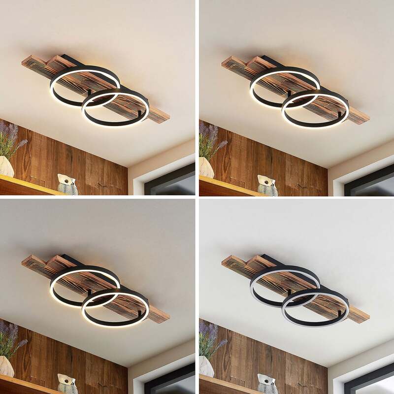 Lindby Deckenleuchte Sentoa LED Lampe dimmbar warmweiß Kiefernholz 75cm lang - 4251911728088