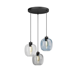B-Ware Euluna Hängeleuchte Elio Hängeleuchte Lampe Leuchte E27 dreiflammig blau klar