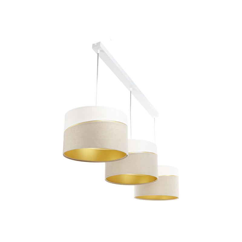 Euluna Hängeleuchte Pendelleuchte Lampe dreiflammig weiß beige gold Leuchte - 5906742032857
