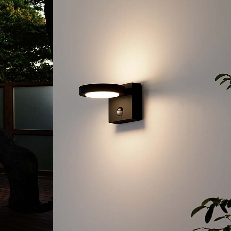 Lucande Außenlampe Wandleuchte Belna LED Gartenlampe mit Sensor dunkelgrau IP54 - 4251911702576