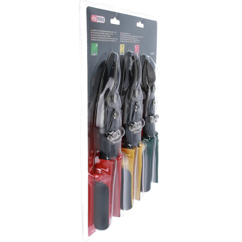 KS Tools Hebel-Blechdurchgangsschere 3-teilig selbstöffnender Griff gezahnte - 4042146077917