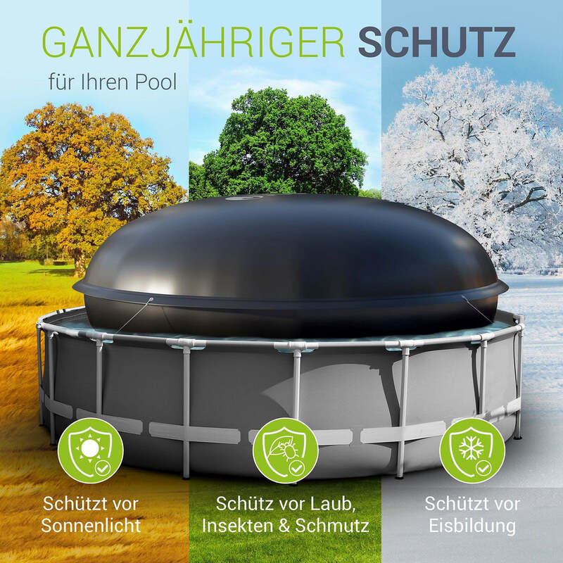 Aufblasbares Poolkissen rund 3m PVC schwarz für Poolüberwinterung und Schutz - 4262437182957