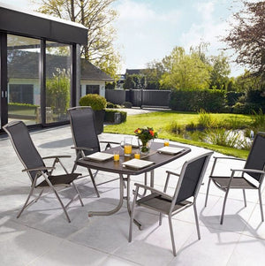B-Ware Gartentisch Vigo Outdoor Tisch Terrassentisch grau pulverbeschichtet 150x90cm
