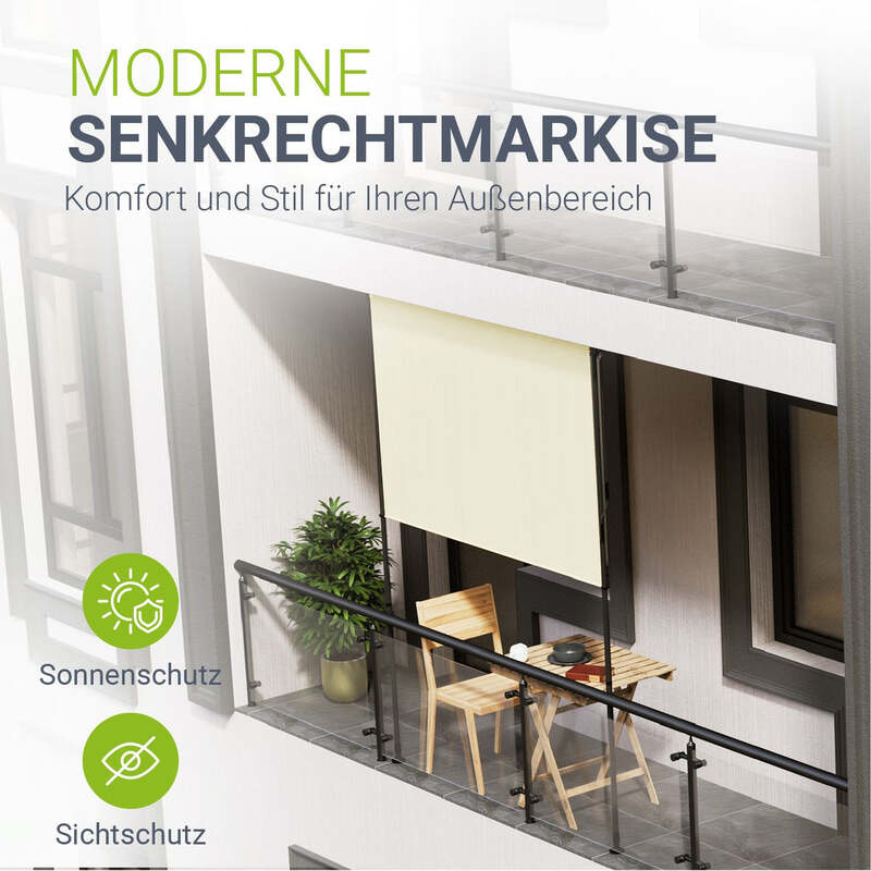 Senkrechtmarkise Barbados 200x310 cm beige Sichtschutz Sonnenschutz ohne Bohren - 4262437183855